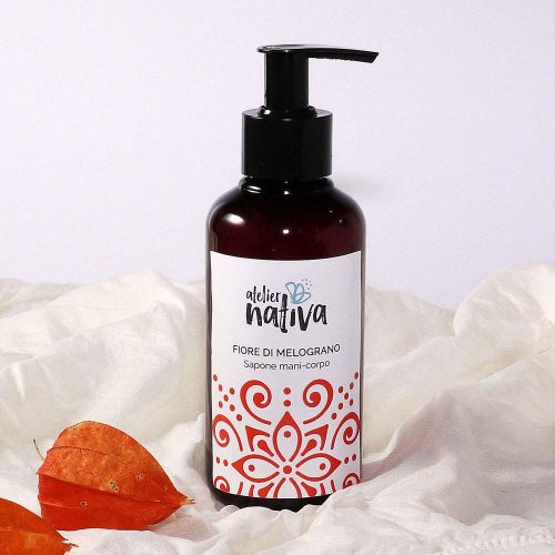 Sapone liquido vegetale mani corpo BIO Fiori di Melograno