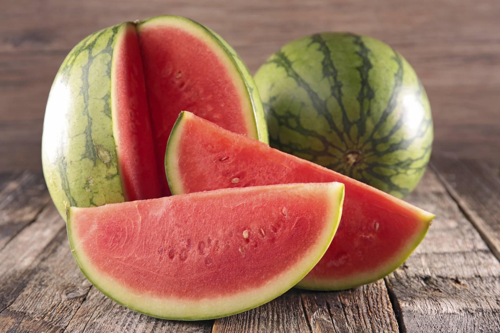 watermelon on wooden table