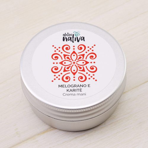 crema mani melograno e karitè Atelier Nativa in latta da 50mL