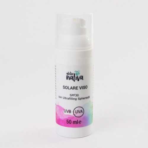 Solare Viso SPF30 con acido ialuronico con Ultrafilling Sferes (TM) travel size in airless